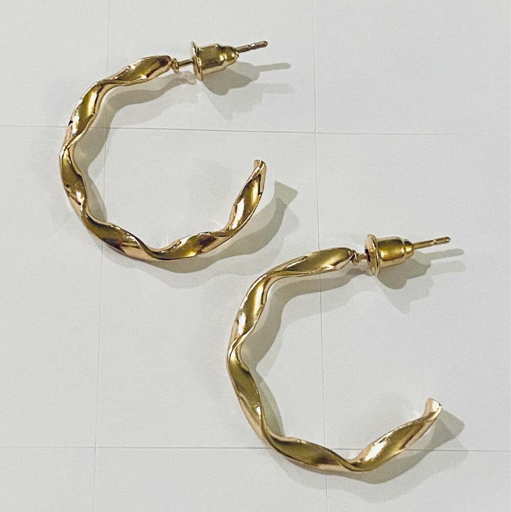 Gold Ruffled Hoop Earrings